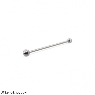 Single ball-cone long barbell (industrial barbell), 16 ga, body jewelry single earings, single use piercing kits, baseball belly button rings, small balled labret, mm eyebrow balls