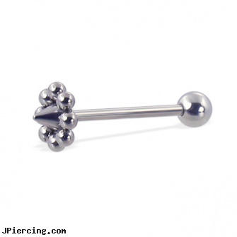 Single flower cone straight barbell, 16 ga, body jewelry single earings, single use piercing kits, flower pics, flower belly ring, flower fishtail labret