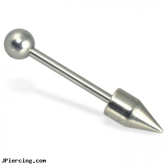 Spike and ball straight barbell, 14 ga, labret spike, labret spikes, curved spike labret jewlery, adult cock and ball rings, wholesale ball tounge rings