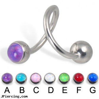 Spiral barbell with hologram balls, 14 ga, multiple piercing spiral earrings, body and jewelry and spiral, spiral navel ring, cheap barbells and tongue rings vibrating, circular barbell body jewelery