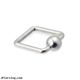 Square captive bead ring, 14 ga, square gemstone belly button ring, square gemstone belly jewelry, captive bell non piercing, captive earrings unique steel, captive bead ring