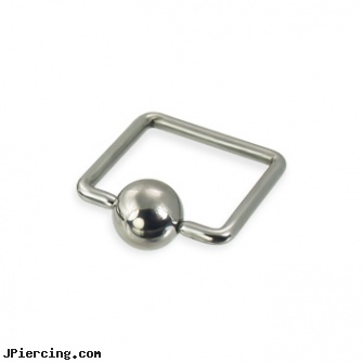 Square captive bead ring, 16 ga, square gemstone belly jewelry, square gemstone belly button ring, captive bead, captive earrings unique steel, captive ball