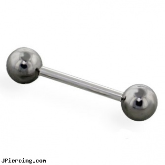 Stainless steel barbell with Hematite plated balls, 14 ga, stainless steel chain az, stainless steel cock rings, titanium or stainless steel belly button rings, navel steel belly button, captive earrings unique steel