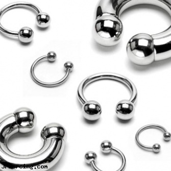 Stainless steel circular (horseshoe) barbell, 00 ga, stainless steel triple cock ring, stainless steel cock rings, stainless steel chain az, surgical steel body jewelry, nipple rings non piercing circular slip on