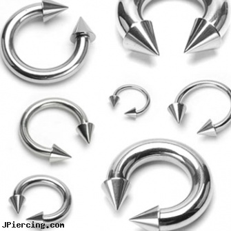 Stainless steel circular (horseshoe) barbell with cones, 2 ga, stainless steel rings, stainless steel cock ring, stainless steel triple cock ring, nipple rings non piercing circular slip on, circular barbell body jewelery