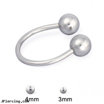 Stainless steel circular (horseshoe) barbell with plain balls, 18 ga, surgical stainless steel navel jewelry, stainless steel piercing body jewelry, stainless steel cock rings, double steel cock rings, surgical steel body jewellery