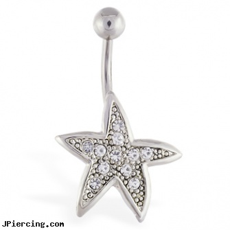 Starfish Navel Ring, patrick the starfish navel rings, navel piercing tool, 14k gold plated belly button navel ring, navel ring removal, can be fired for having tongue ring