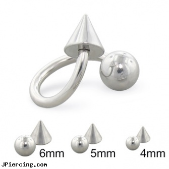 Steel ball and cone twisted barbell, 14 ga, stainless steel rings, navel steel belly button, stainless steel chain az, cock and ball ring, body jewelry replacement balls