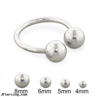 Steel ball circular barbell, 14 ga, surgical steel flat disc nose stud, surgical steel body piercing jewelry, 12 gauge steel ear plugs, navel rings football, belly ring balls