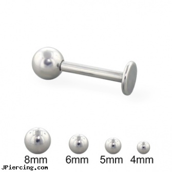 Steel ball labret, 14 ga, stainless steel nose rings, surgical steel flat disc nose stud, surgical steel body jewelry, flashing labret ball, small balled labret