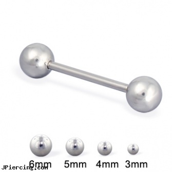 Steel Ball Straight Barbell, 16 Ga, surgical stainless steel navel jewelry, navel steel belly button, body jewlery stainless steel, basketball belly button ring, belly ring balls