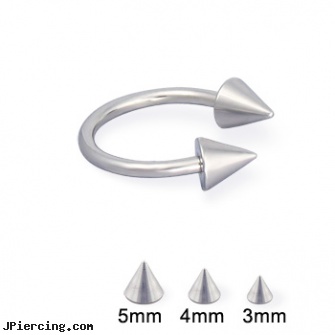 Steel cone circular barbell, 16 ga, body piercing jewelry surgical steel, surgical steel body jewellery, titanium or stainless steel belly button rings, nipple piercing silicone, cone helix