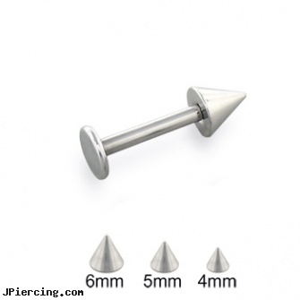 Steel cone labret, 14 ga, stainless steel piercing body jewelry, titanium or stainless steel belly button rings, steel jewelry, cone helix, helix cone