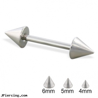 Steel cone straight barbell, 14 ga, stainless steel piercing body jewelry, surgical stainless steel navel jewelry, steel body jewelry, cone helix, silicone cock ring with balls