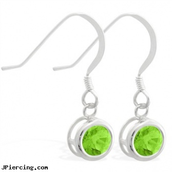 Sterling Silver Earrings with 5mm Bezel Set round 5mm Peridot, sterling navel ring, sterling silver nose studs, sterling silver jewellry, silver navel ring, nonpiercing silver body jewelery