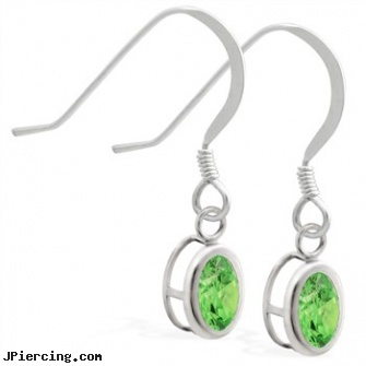 Sterling Silver Earrings with Bezel Set Peridot Oval, sterling silver navel ring, sterling silver starter studs, sterling silver nose studs, 22 gauge silver nose ring, adjustable silver cock ring