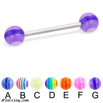 Straight barbell with acrylic layered balls, 16 ga, straight barbell clear retainer, straight nose stud, straight pin nose rings, tongue barbells penis, spiral barbell