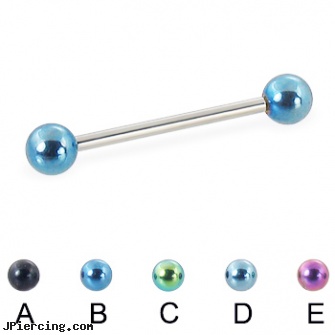 Straight barbell with colored balls, 16 ga, straight nose stud, straight barbell clear retainer, straight onyx plugs, tips for putting in tongue barbell, gold navel barbells 8mm