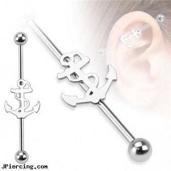 Surgical Steel Anchor Industrial Barbell, surgical stainless steel navel jewelry, surgical placement of rings in cock and scrotum, surgical steel body jewellery, steel spike nipple shields, steel jewelry