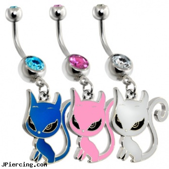 Surgical Steel Sassy Kitty Belly ring, surgical steel nose rings, surgical steel flat disc nose stud, surgical stainless steel navel jewelry, buy steel lip ring, stainless steel rings