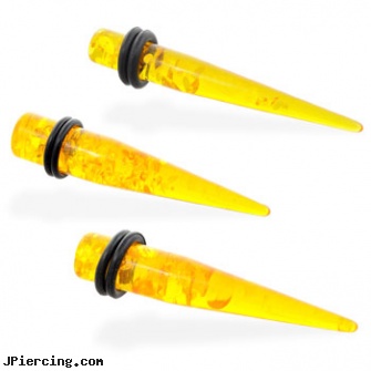 Synthetic Acrylic Amber Taper, acrylic labret, acrylic body jewelry, acrylic labrets, body jewelry amber, gauge tapers