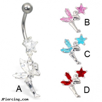Tinkerbell fairy belly button rings, tinkerbell belly button ring, tinkerbell belly ring or body, tinkerbell tongue rings, belly button rings fairy jewlery, fairy tongue rings