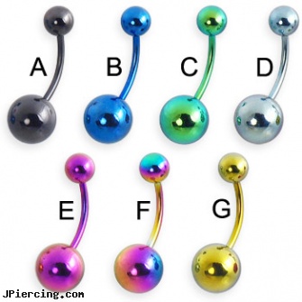 Titanium anodized belly button ring, 16 ga, black titanium labret, titanium nipple rings, titanium tongue rings candy striped, anodized body navel ring, sexy belly rings