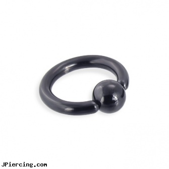 Titanium anodized black captive bead ring, 12 ga, black titanium labret, titanium navel piercing, nipple rings titanium, anodized body navel ring, black cock