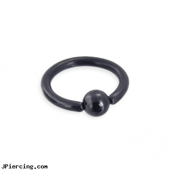 Titanium anodized black captive bead ring, 14 ga, titanium ear studs, nipple rings titanium, titanium navel piercing, anodized body navel ring, black market body jewelry