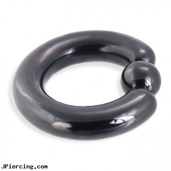 Titanium anodized black captive bead ring, 4 ga, titanium tongue rings candy striped, titanium body jewelry, titanium belly jewelry, anodized body navel ring, black penis