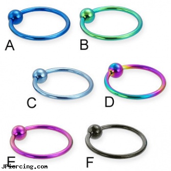 Titanium anodized captive bead ring, 18 ga, titanium nipple rings, titanium horseshoe, titanium belly jewelry, anodized body navel ring, double captive ring body jewelry