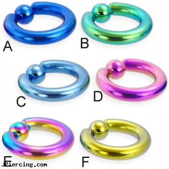 Titanium anodized captive bead ring, 6 ga, black titanium labret, titanium jewelry, titanium navel ring, anodized body navel ring, captive earrings unique steel