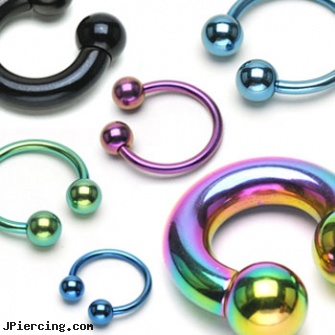 Titanium anodized circular barbell, 2 ga, titanium body jewellery, titanium nipple rings, titanium body jewelry, anodized body navel ring, nipple rings circular slip on