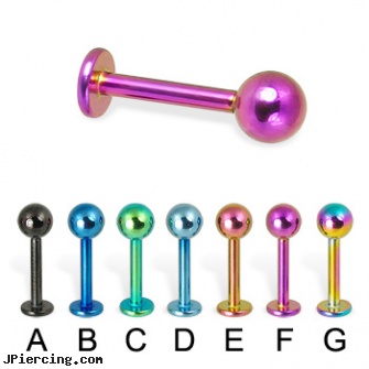 Titanium anodized labret, 14 ga, titanium body jewelry, titanium jewelry, titanium nipple jewelry, anodized body navel ring, labret origin