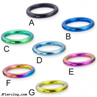 Titanium anodized segment ring, 10 ga, titanium body percing jewelry, titanium belly rings, titanium tongue rings candy striped, anodized body navel ring, captive segment cock rings