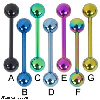 Titanium anodized tongue ring, 14 ga, belly ring titanium internally threaded, black line titanium body jewelry jewelry nipple, titanium tongue rings, anodized body navel ring, matching tongue and belly rings