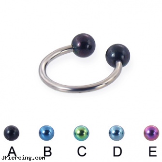 Titanium circular barbell with colored balls, 16 ga, titanium body jewelry, titanium jewelry, titanium navel ring, circular barbell, nipple rings non piercing circular slip on