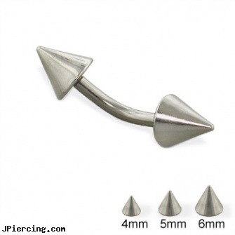 Titanium cone curved barbell, 14 ga, titanium jewelry, titanium navel ring, titanium belly jewelry, silicone cock rings, nipple piercing silicone