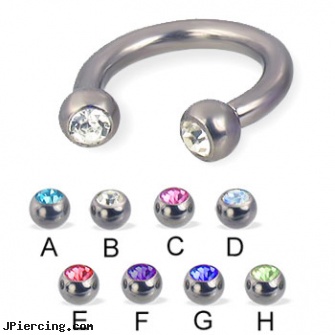 Titanium jeweled circular barbell, 10 ga, titanium and body and jewelry, 29mm titanium barbell, black titanium labret, 18g jeweled labrets, jeweled labrets
