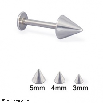 Titanium Labret With Cone, 16 Ga, 29mm titanium barbell, titanium body jewelery, titanium navel ring, labret removal, labret piercing information not to buy