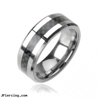 Tungsten carbine ring with black carbon fiber inlay, cock ring purpose, viberating tongue rings, ring worm on penis, black female genital piercings, black penis piercing pic