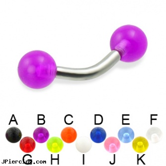 UV ball curved barbell, 12 ga, navel ring balls replacement, micro ball labret stud, cock rings ball splitters, curved labret rings, curved penis