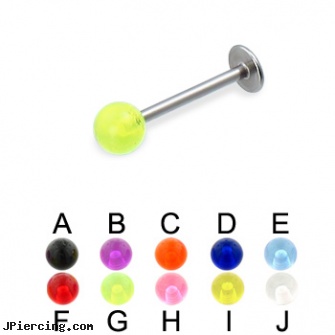 UV ball labret, 18 ga, ball belly ring, tongue ring balls, basketball belly button ring, acrylic labret, labret talon