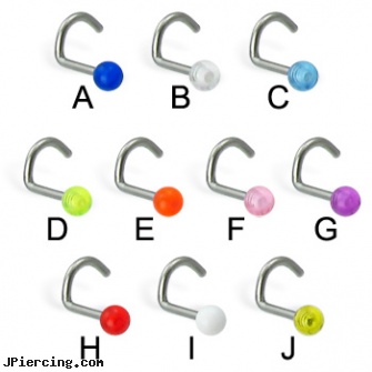 UV ball nose screw, 18 ga (screw-off ball), cock and ball ring, body jewelry replacement balls, ball and cock ring, gold diamond nose stud ring, discrete nose jewelry