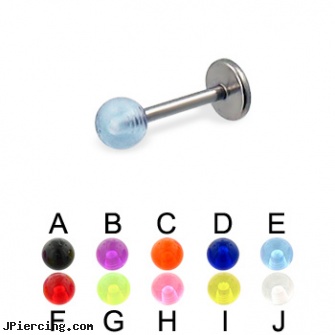 UV ball titanium labret, 16 ga, basketball belly button ring, belly ring balls, mm eyebrow balls, 29mm titanium barbell, titanium ear jewelry