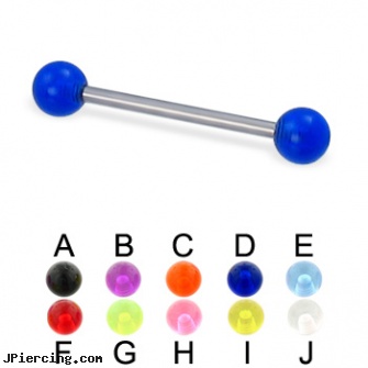 UV ball titanium straight barbell, 16 ga, flashing labret ball, belly ring balls, navel rings football, cheerleader belly rings titanium or sterling silver, 18 gauge labret titanium