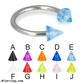 UV cone circular barbell, 14 ga, helix cone, cone helix, nipple piercing silicone, nipple rings circular slip on, nipple rings non piercing circular slip on