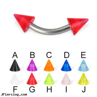 UV cone curved barbell, 14 ga, silicone cock ring with balls, helix cone, silicone cock rings, 14g curved spike eyebrow ring, labret curved spike