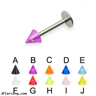 UV cone labret, 16 ga, silicone cock ring with balls, silicone cock rings, nipple piercing silicone, flashing labret, tony virgins piercings labret