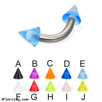 UV cone titanium curved barbell, 12 ga, helix cone, silicone cock rings, silicone cock ring with balls, titanium body percing jewelry, titanium tongue rings
